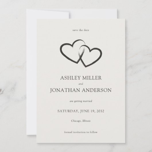 Save The Date Élégant Moderne Éléments simples Mariage (Devant)