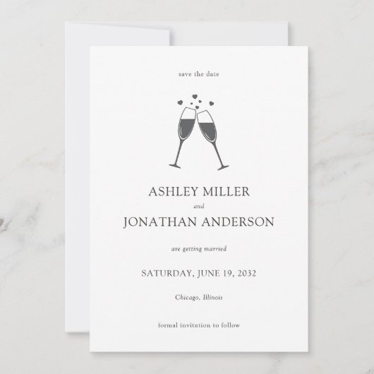 Save The Date Élégant Moderne Éléments simples Mariage (Devant)