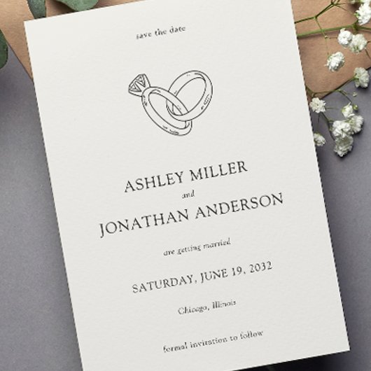 Save The Date Élégant Moderne Éléments simples Mariage