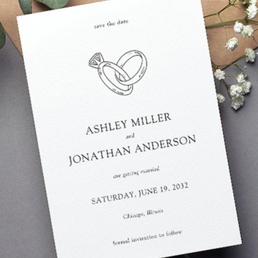 Save The Date Élégant Moderne Éléments simples Mariage