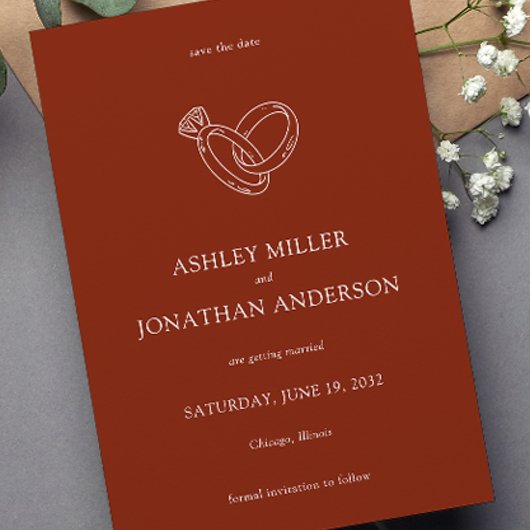 Save The Date Élégant Moderne Éléments simples Mariage