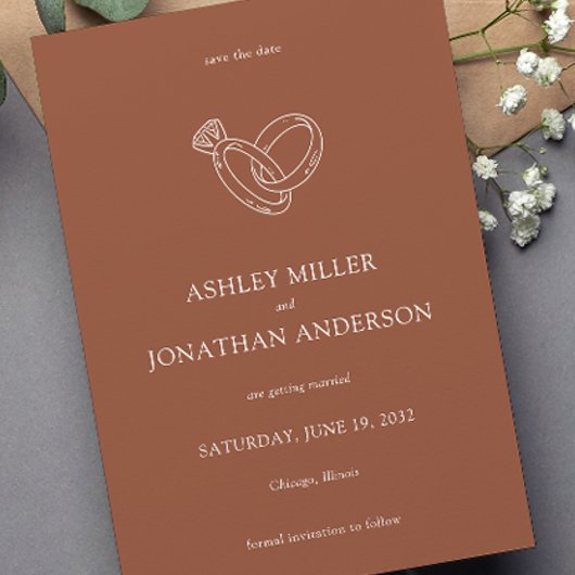 Save The Date Élégant Moderne Éléments simples Mariage