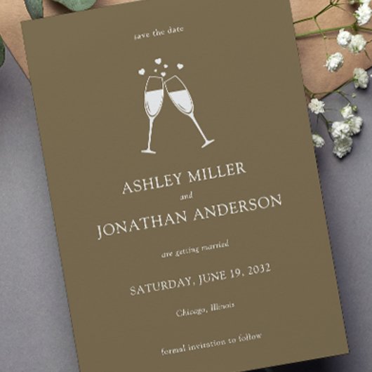 Save The Date Élégant Moderne Éléments simples Mariage