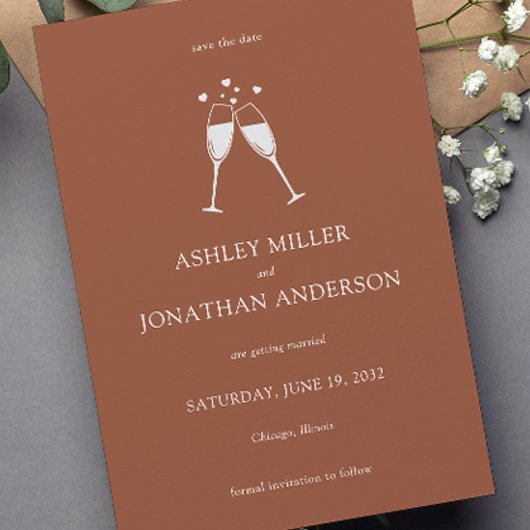 Save The Date Élégant Moderne Éléments simples Mariage