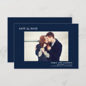 Save The Date Élégant moderne Enregistrer la date Photo Marine B (Devant / Derrière)