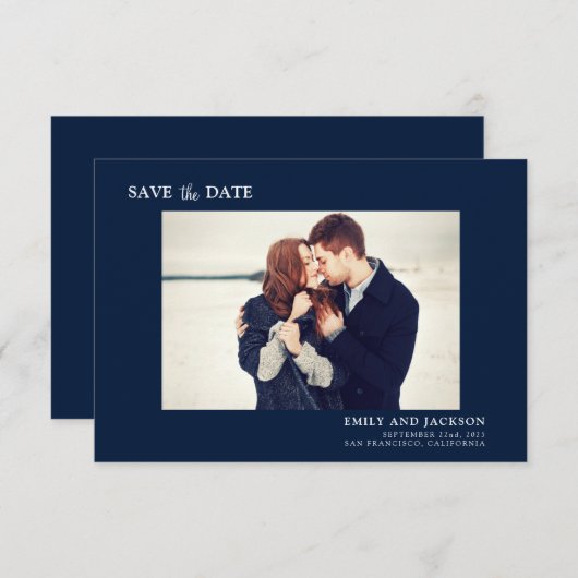 Save The Date Élégant moderne Enregistrer la date Photo Marine B (Devant / Derrière)