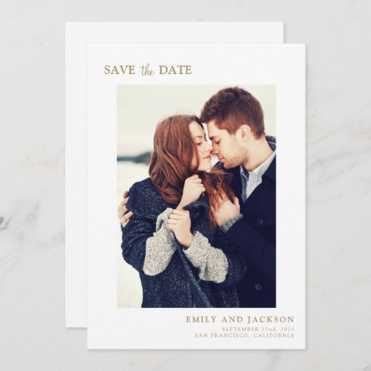 Save The Date Élégant moderne Enregistrer la photo Date Blanc (Devant / Derrière)