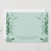 Save The Date Elégant moderne eucalyptus vert mariage photo (Dos)