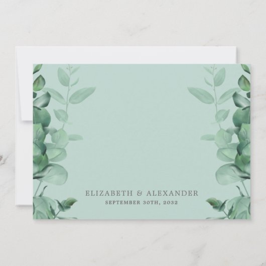 Save The Date Elégant moderne eucalyptus vert mariage photo (Dos)