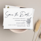 Save The Date Élégant Moderne Fleurs de Script Mariage photo