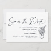 Save The Date Élégant Moderne Fleurs de Script Mariage photo (Devant)