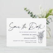 Save The Date Élégant Moderne Fleurs de Script Mariage photo (Debout devant)