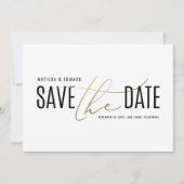 Save The Date Elégant moderne noir et or enregistrer la date (Devant)