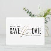 Save The Date Elégant moderne noir et or enregistrer la date (Debout devant)