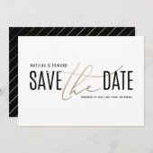 Save The Date Elégant moderne noir et or enregistrer la date (Devant / Derrière)