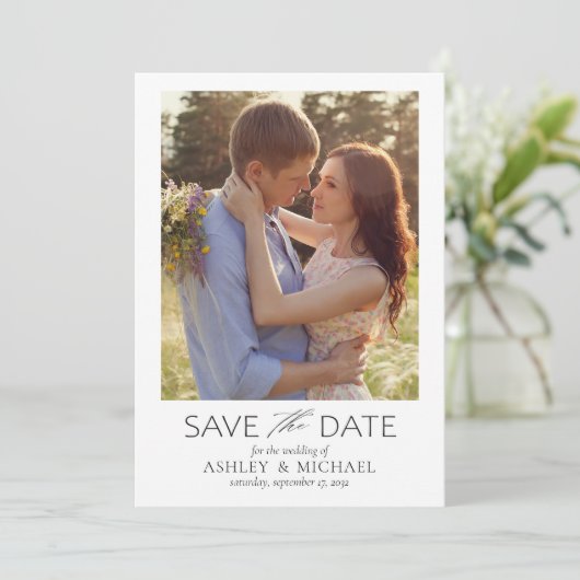 Save The Date Élégant moderne QR Code Mariage photo (Debout devant)