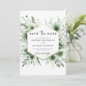 Save The Date Élégant moderne romantique Sage Mariage vert (Debout devant)