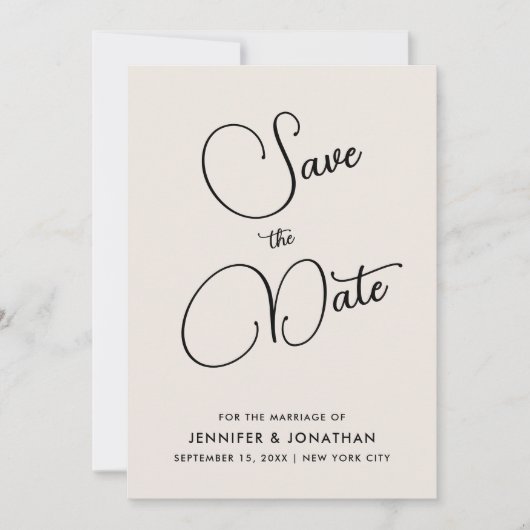 Save The Date Élégant Moderne Simple Manuscrit Crème (Devant)