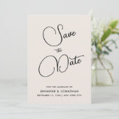 Save The Date Élégant Moderne Simple Manuscrit Crème (Debout devant)
