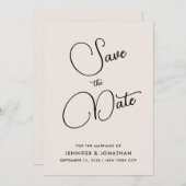 Save The Date Élégant Moderne Simple Manuscrit Crème (Devant / Derrière)