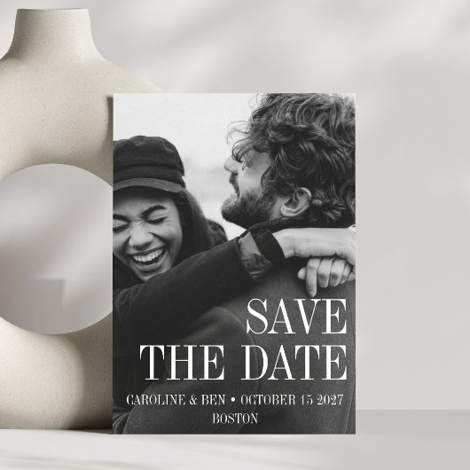 Save The Date Élégant Moderne Simple Photo Verticale Mariage