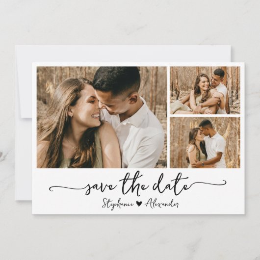 Save The Date Elégant moderne typographie Photo Collage Mariage (Devant)