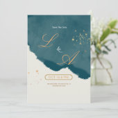 Save The Date Élégant Moderne Vert Émeraude (Debout devant)