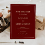 Save The Date Elegant Monogram Wine Red Script Wedding