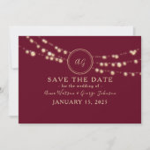Save The Date Élégant Monogramme Bourgogne Mariage Enregistrer L (Devant)