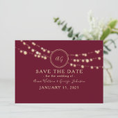 Save The Date Élégant Monogramme Bourgogne Mariage Enregistrer L (Debout devant)