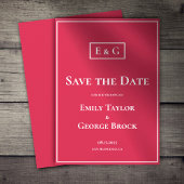 Save The Date Élégant Monogramme Classé Viva Magenta Chic Mariag