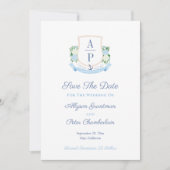 Save The Date Élégant Monogramme Côtier Mariage Crest (Devant)