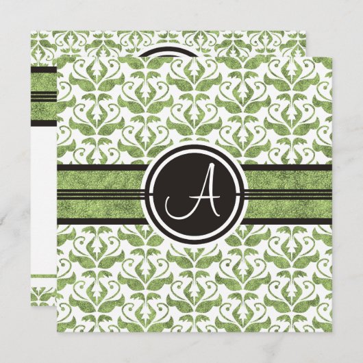 Save The Date Élégant Monogramme Damask Enregistrer La Date Anno (Devant / Derrière)