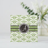 Save The Date Élégant Monogramme Damask Enregistrer La Date Anno (Debout devant)