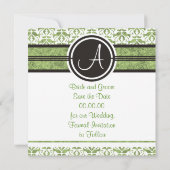 Save The Date Élégant Monogramme Damask Enregistrer La Date Anno (Dos)