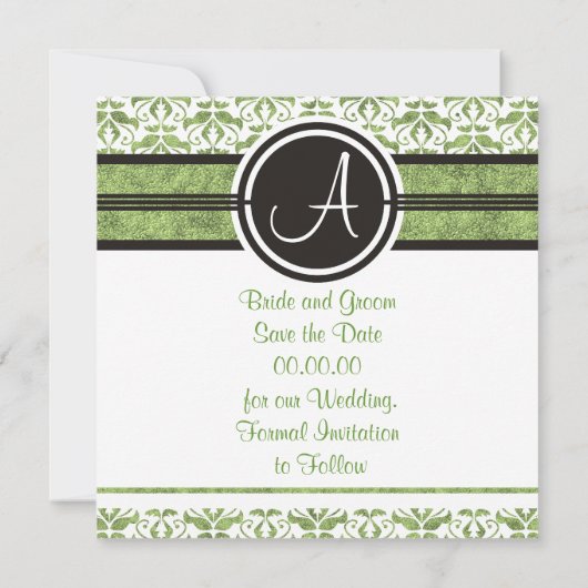 Save The Date Élégant Monogramme Damask Enregistrer La Date Anno (Dos)