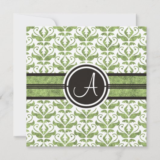 Save The Date Élégant Monogramme Damask Enregistrer La Date Anno (Devant)