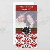 Save The Date Élégant Monogramme Damask Enregistrer La Date Cart (Devant / Derrière)