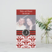 Save The Date Élégant Monogramme Damask Enregistrer La Date Cart (Debout devant)