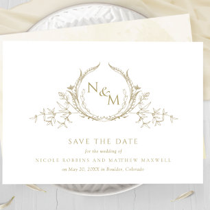 Save The Date Élégant Monogramme d'aquarelle de champagne