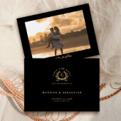 Save The Date Élégant Monogramme d'or noir Crest botanique