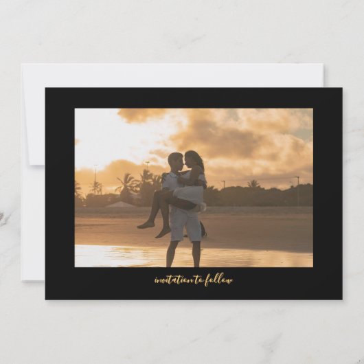 Save The Date Élégant Monogramme d'or noir Crest botanique (Dos)