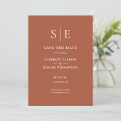 Save The Date Élégant Monogramme en terre cuite Mariage photo (Debout devant)