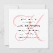Save The Date Élégant Monogramme moderne en rose Enregistrer la  (Devant)