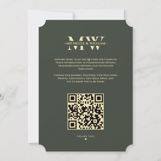Save The Date Élégant Monogramme moderne Mariage Vert Gold Wreat (Dos)