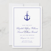 Save The Date Élégant Monogramme Nautique Nettoyant Enregistrer  (Devant)