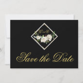 Save The Date Élégant Monogramme noir or Enregistrer la date (Devant)
