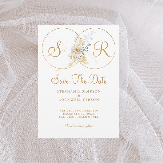 Save The Date Élégant Monogramme Or Mariage Enregistrer La Date