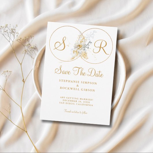Save The Date Élégant Monogramme Or Mariage Enregistrer La Date