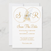 Save The Date Élégant Monogramme Or Mariage Enregistrer La Date (Devant)
